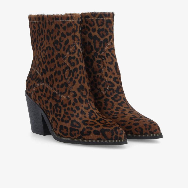 LEONIE ZIP BOOTS W - PONY LEO - MARRON